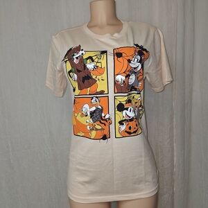 Disney Women Halloween Size S Cream Casual Tee